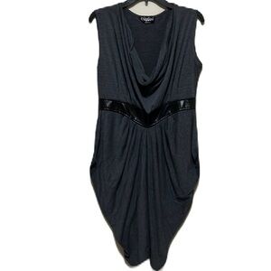 Women’s HYPNOTIZED, Long Cowl NeckLine Sleeveless Dress, Black/Gray, Size 1X